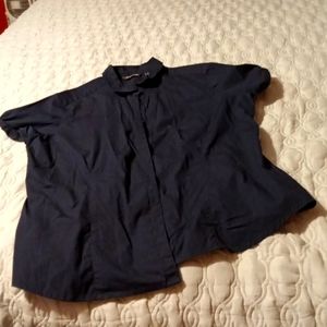 Eddie Bauer Navy Blue Short sleeve Cotton Blouse